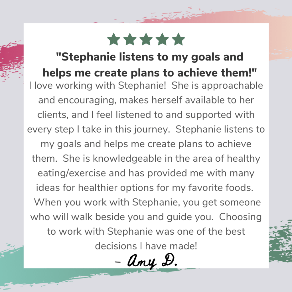 testimonial one for coach Stephanie - coaching